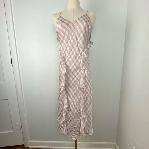 Victoria’s Secret Cami Midi Dress M Purple Gingham Ruffles Y2K Feminine Coquette - Picture 4 of 13